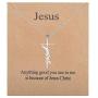 Jewenova Faith Cross Necklace Hope Loved Strength Pendant Necklace Religious Jewelry Gift for Women Dainty Y Pendant Chain Necklace with Meaning Card
