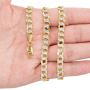 Nuragold 14k Yellow Gold 7mm Cuban Chain Curb Link Diamond Cut Pave Two Tone Bracelet, Mens Womens Lobster Lock 7'' 7.5'' 8'' 8.5'' 9''