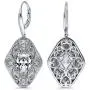 BERRICLE Rhodium Plated Sterling Silver Cubic Zirconia CZ Art Deco Filigree Milgrain Fashion Necklace and Earrings Set BERRICLE Rhodium Plated Sterling Silver Cubic Zirconia CZ Art Deco Filigree Milgrain Fashion Necklace and Earrings Set