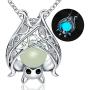 925 Sterling Silver Bat Necklace Earrings Bracelet Cute Animal Glowing in The Dark Halloween Jewelry Gift for Women Girl