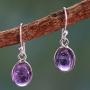 NOVICA .925 Sterling Silver and Amethyst Cabochon Dangle Earrings, Luminous Lilac