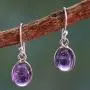 NOVICA .925 Sterling Silver and Amethyst Cabochon Dangle Earrings, Luminous Lilac NOVICA .925 Sterling Silver and Amethyst Cabochon Dangle Earrings, Luminous Lilac