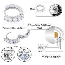 TOPGRILLZ 14K Gold Plated Iced Out Hypoallergenic Solitaire Cubic Zirconia Huggie Cartilage Cuff Hoop Earrings for Women and Men