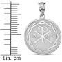925 Sterling Silver Chi Rho Alpha Omega Symbol Medallion Round Pendant