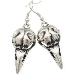 RechicGu Crow Viking Odin Bird Raven Skull Dangle Earrings Antique Skeleton Death Devil Goth Punk Emo Steampunk