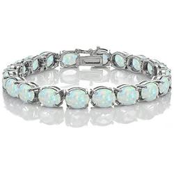 Ice Gems Sterling Silver Genuine or Created Gemstone 9x7mm Oval Tennis Bracelet