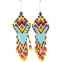 Handmade Beaded Jewelry Multicolored Inspired from Native American Beadwork seed bead Earrings E-54-SB-6