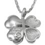 Dahlia Four Leaf Clover Necklace with Swarovski Crystals, Rhodium Plated, 16'' with 2'' Extender