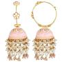 Aheli Elegant Wedding Party Designer Floral Enamel Jhumka Jhumki Earrings with Beaded Tassel Ethnic Fashion Jewelry for Indian Women