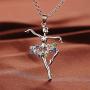 Fuqimanman2020 Ballerina Dance Pendant Necklace Jewelry Gifts Pink Color red Blue Green