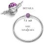 NINAQUEEN 925 Sterling Silver Bangle Bracelet with Snap Clasp Charm 7.5 Inches