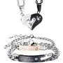 INBLUE 4PCS Couple Necklace Bracelet Matching Set for Women Men Girlfriend Boyfriend Lover Stainless Steel Love Heart Puzzle Pendant Adjustable Chain His & Hers Jewelry Gift INBLUE 4PCS Couple Necklace Bracelet Matching Set for Women Men Girlfriend Boyfriend Lover Stainless Steel Love Heart Puzzle Pendant Adjustable Chain His & Hers Jewelry Gift