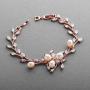Mariell Luxury Blush Rose Gold Cubic Zirconia Crystal & Genuine Freshwater Pearl Wedding Bridal Bracelet
