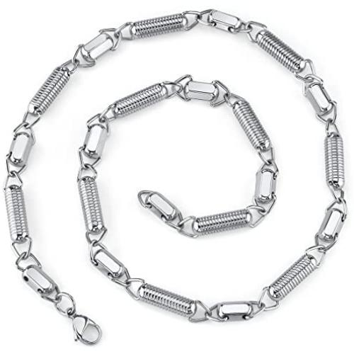 Peora Stainless Steel Rolled Coil Link Necklace for Men, 6mm, Premium Hypoallergenic 316L Surgical Grade, 20 inch