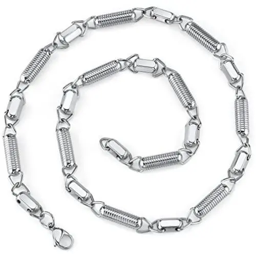 Peora Stainless Steel Rolled Coil Link Necklace for Men, 6mm, Premium Hypoallergenic 316L Surgical Grade, 20 inch