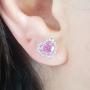 Dazzlingrock Collection 10K Heart Shape Ladies Halo Stud Earrings, White Gold