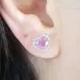 Dazzlingrock Collection 10K Heart Shape Ladies Halo Stud Earrings, White Gold