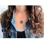 Dcfywl731 Fashion 12 Twelve Constellations Hand Woven Leather Bracelet and Moon Pendant Necklace Zodiac Sign Jewelry Set