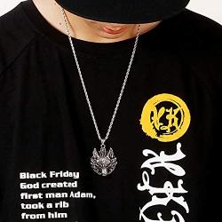 YL Mens Wolf Necklace Stainless Steel Wolf Head Pendant 18k Gold Jewelry