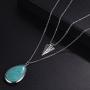 Lux Accessories Womens Stone Teardrop & Arrowhead Double Layered Necklace Set