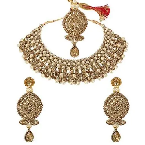 MUCH-MORE Fashion Necklace Set with Pearl & Crystal Stone for Women (104LCT) MUCH-MORE Fashion Necklace Set with Pearl & Crystal Stone for Women (104LCT)