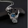 UMtrade Vintage Jewelry Mens Stainless Steel Demon Hand Dragon Claw Blue Eye Pendant Necklace