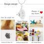 zeqingjw Cremation Urn Necklace for Ashes Fan Shape Crystal Pendant Necklace for Women Memorial Ashes Jewelry Locket