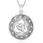 925 Sterling Silver Triple Odin Horn Triskelion Necklace Pendant Necklace, 18''