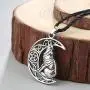 Moon Wolf Necklace Pendant Vintage Norse Viking Wolf Head Necklace Choker Hollow Crescent Moon Statement Necklace for Women n Men Fashion Jewelry Gifts