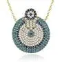 DAHI SHOP Turkish Greek Third Evil Eye Necklace Hamsa Hand of Fatima Delivered With Jewelry Gift Box Natural Gemstone 16'' Chain Gold-tone + 2'' Extender