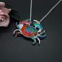 Charm Colorful Enamel Sea Animal Necklace Silver Tone Cute Enamel Choker Sea Crab Fashionable Necklaces for Women Girls Unique Jewelry Gift and Souvenir