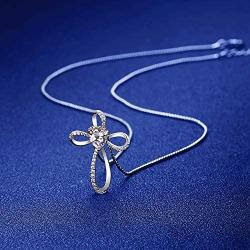 Klurent Love Heart Cross Necklaces for Women 925 Sterling Silver Heart Infinity Necklace Gift for Girls 5A Cubic Zirconia Necklaces for Daughter Wife Mother Birthday