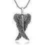 Sterling Silver 21 mm Detailed Angel Wings Charm Pendant Necklace with Snake Chain 18 Sterling Silver 21 mm Detailed Angel Wings Charm Pendant Necklace with Snake Chain 18