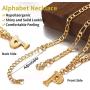 ChainsHouse Initial Letter Pendant Necklace Mens Womens Capital Letter Yellow Gold Plated A-Z 26 Alphabet Name Jewelry 16''+2'' Adjustable Stainless Steel Figaro Chain Personaziled