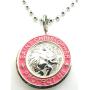St. Christopher Surf Medal Necklace Pendant, Protector of Travel sv/pi Silver/Pink Small