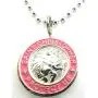 St. Christopher Surf Medal Necklace Pendant, Protector of Travel sv/pi Silver/Pink Small St. Christopher Surf Medal Necklace Pendant, Protector of Travel sv/pi Silver/Pink Small