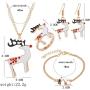 5 Pieces Christmas Jewelry Sets Santa Claus Christmas Tree Bells Elk Pendant Necklace Earrings Rings Bracelets Set Jingle Bell Dangle Earrings Xmas Tree Bracelet Gifts for X-Mas Holiday