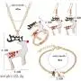 5 Pieces Christmas Jewelry Sets Santa Claus Christmas Tree Bells Elk Pendant Necklace Earrings Rings Bracelets Set Jingle Bell Dangle Earrings Xmas Tree Bracelet Gifts for X-Mas Holiday