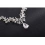 MOOCHI Wedding Silver Plated Clear Cubic Zircon Pendant Crystal Necklace Earrings Jewelry Set for Bridal Brides Women Girls bridesmaids Statement Costumes accessories Dress Gift