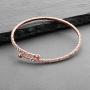 Mariell Rose Gold Crystal Rhinestone Cuff 1-Row Bangle Bracelet for Bridal, Wedding, Prom, Bridesmaids