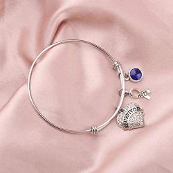 BAUNA Cancer Survivor Gifts for Women Colon Cancer Awareness Bracelet Blue Ribbon Bracelet Gift Cancer Jewelry