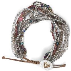 DEMDACO Beaded Love Turquoise Blue One Size Fits Most Glass and Metal Charm Bracelet