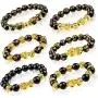 6 Pieces Chinese Feng Shui Bracelet 12 mm Feng Shui Black Obsidian Wealth Bracelet Adjustable Elastic Wealth Bracelet with Pi Xiu Pi Yao for Attracting Good Luck and Wealth 6 Pieces Chinese Feng Shui Bracelet 12 mm Feng Shui Black Obsidian Wealth Bracelet Adjustable Elastic Wealth Bracelet with Pi Xiu Pi Yao for Attracting Good Luck and Wealth