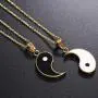 2pcs Yin Yang Matching Couples Puzzle Pendant Necklace Stainless Steel Sun and Moon for His and Hers Lover Best Friends Friendship Jewelry