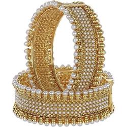 YouBella Ethnic Bollywood Gold Plated Pearl Bracelets Bangles Jewellery for Women and Girls