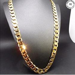 9mm Miami Cuban Link Chain for Men Women Boys 14K Real Gold Plated Diamond Cut Chocker with Solid Strong Clasp 14ct Gift Jewelry