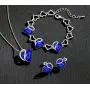 Leafael Infinity Love Crystal Heart Bundle Jewelry Set Lapis Lazuli Cobalt Blue Gifts for Women Necklace Earrings Bracelet, Silver-Tone