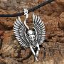 Ancient Treasures Cat Bastet Stainless Steel Pendant Necklace Ancient Egyptian Goddess Bastet Statue Egyptian Sphinx Black Cat Bastet pendant Egypt cat with wing