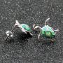 Health and Longevity Sea Turtle Birthstone Jewelry Sterling Silver Created Green Opal Sea Turtle Earring Pendant Necklace Length 18-20 inch