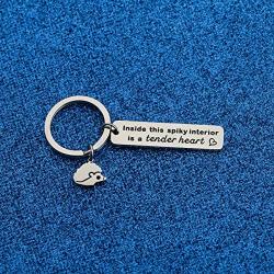 WUSUANED Cute Hedgehog Keychain Inside This Spiky Interior is A Tender Heart Keychain Cute Hedgehog Owner Lover Gift